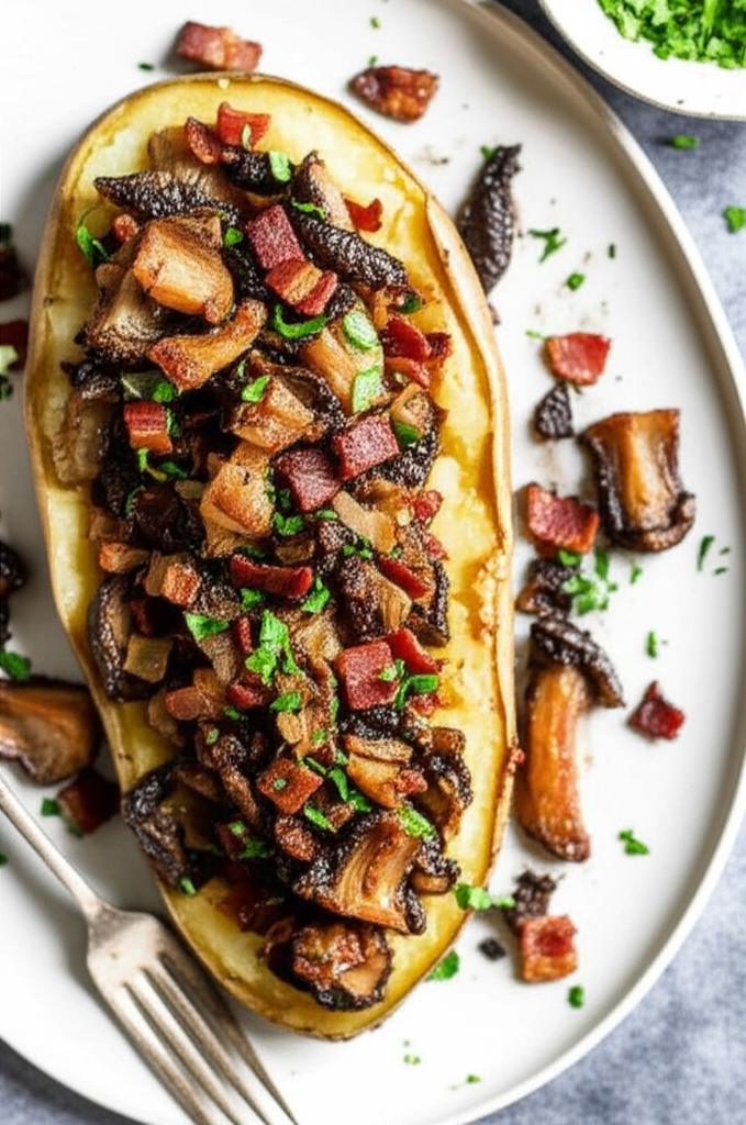 Bacon Mushroom Baked Potato Topping image