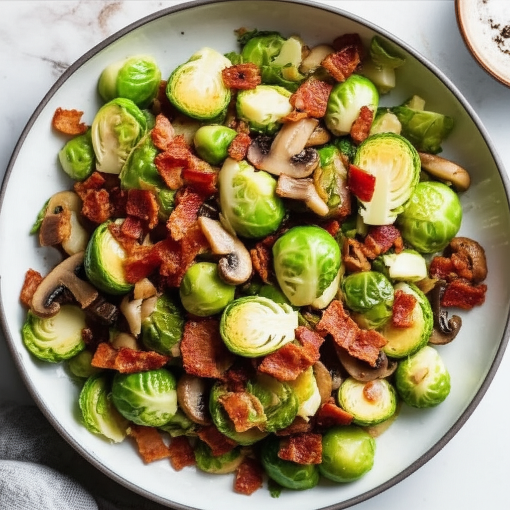 Bacon Mushroom Brussels Sprouts image
