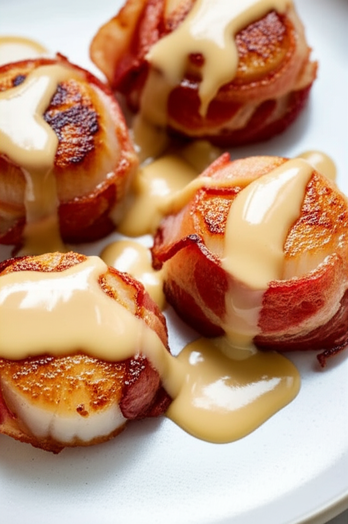 Bacon Wrapped Scallops With Cream Sauce image