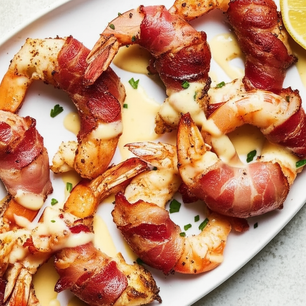 Bacon Wrapped Shrimp With Quick Bearnaise Sauce image