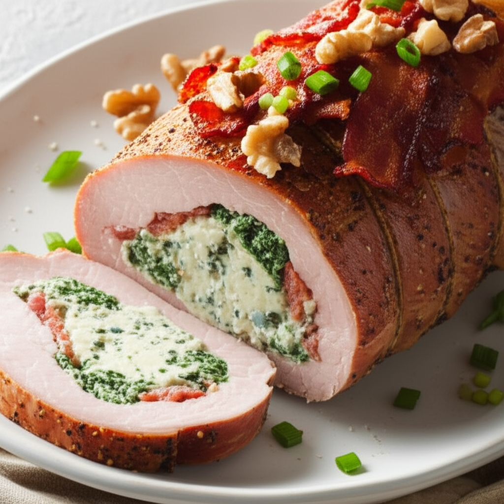 Bacon Blue Cheese Stuffed Pork Loin image