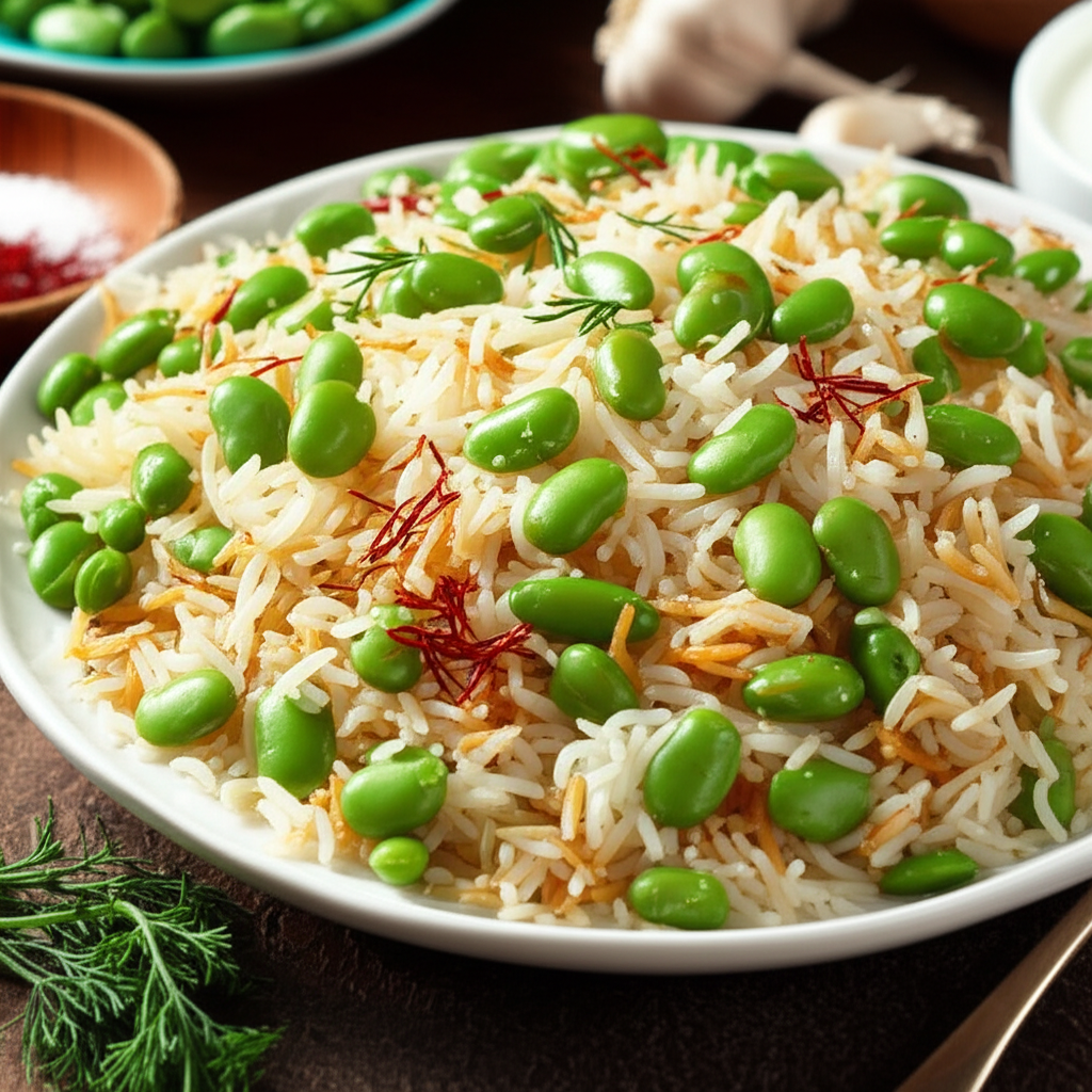 Baghali Polo Persian Rice With Lima Beans image