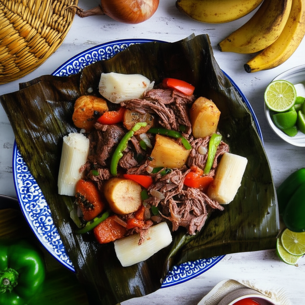 Baho Beef Plantains And Yuca Steamed In Banana Leaves image