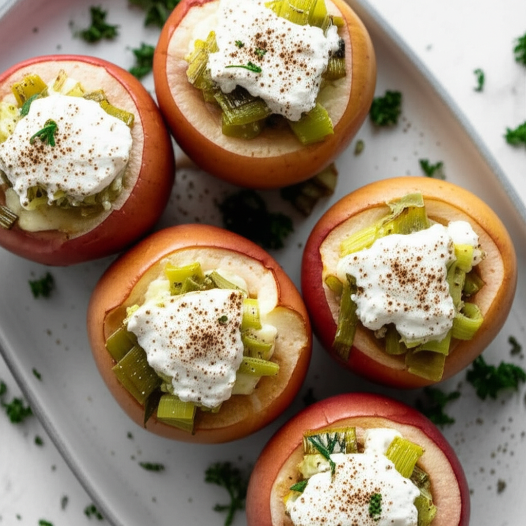Baked Apples Stuffed With Goat Cheese And Leeks image