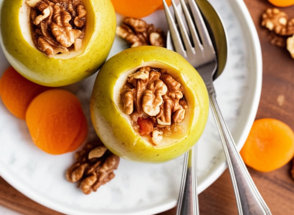 Baked Apples With Apricot And Walnut Filling Microwave image