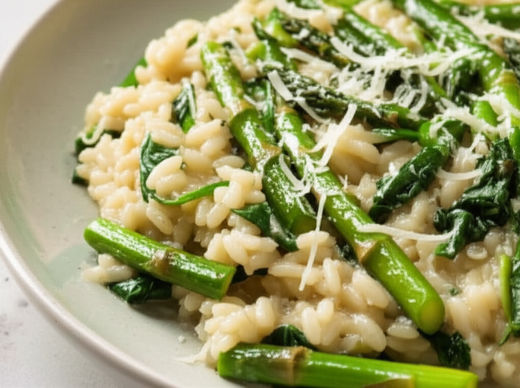 Baked Asparagus Spinach Risotto image