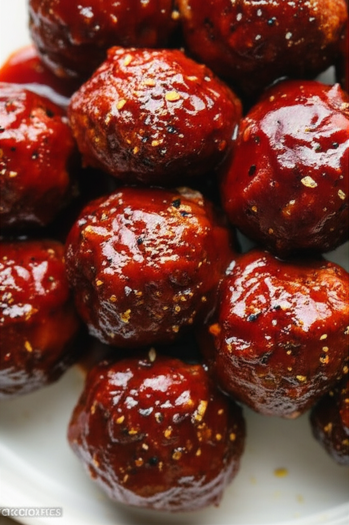 Baked Barbecued Glazed Meatballs image
