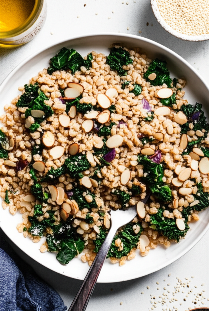 Baked Barley Almond Pilaf With Kale image