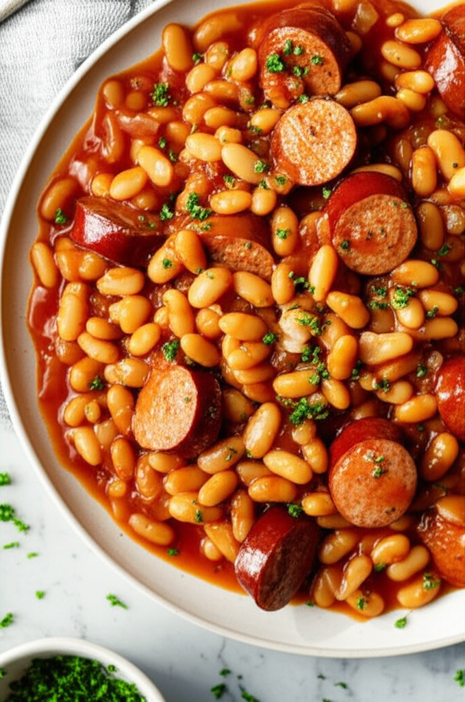 Baked Beans And Sausages image