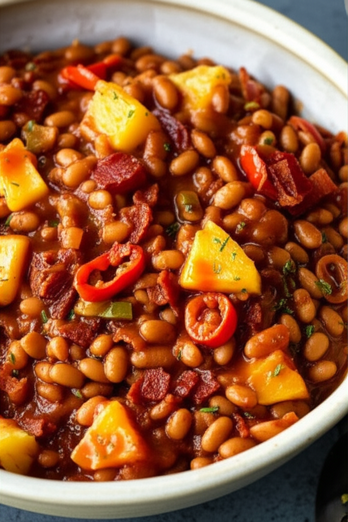 Baked Beans Sweet And Spicy With Pineapple image