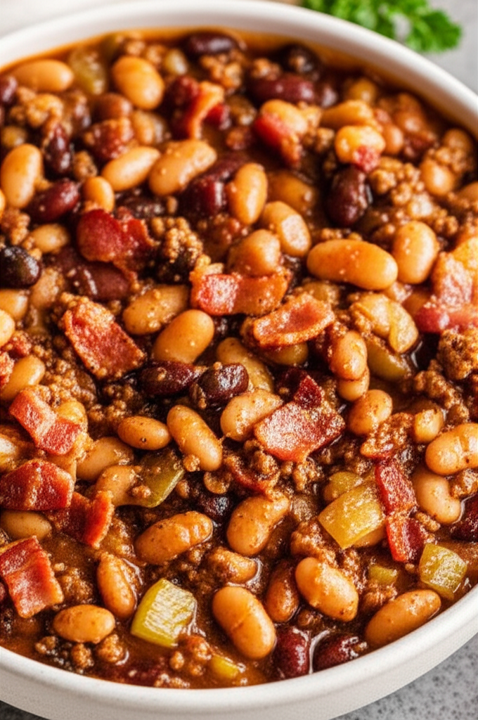 Baked Beans With Ground Beef And Bacon image