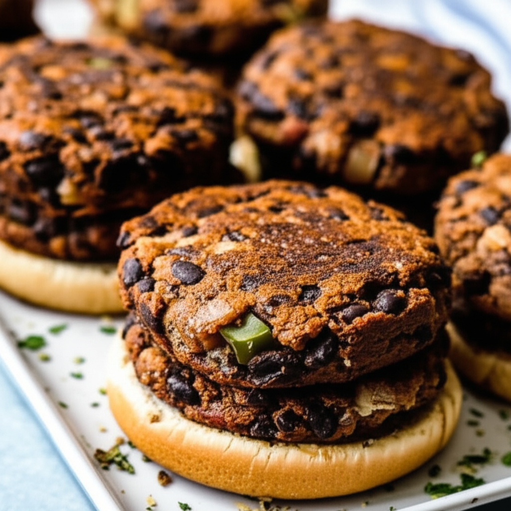 Baked Black Bean Veggie Burgers image