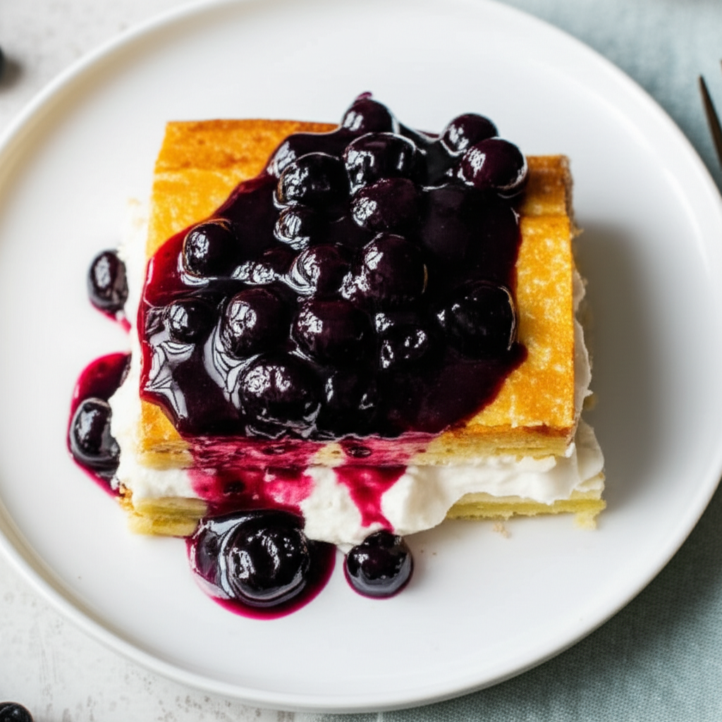 Baked Blintzes With Fresh Blueberry Sauce image