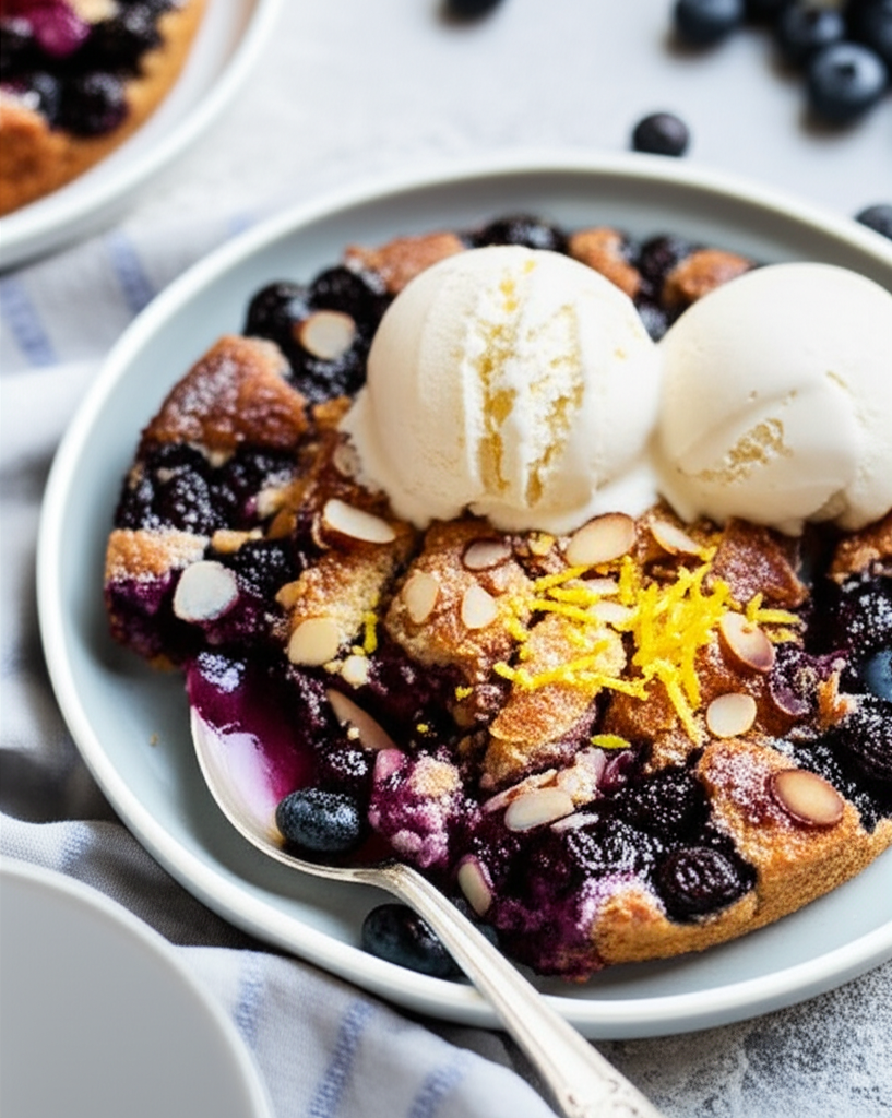 Baked Blueberry Lemon And Almond Pudding image