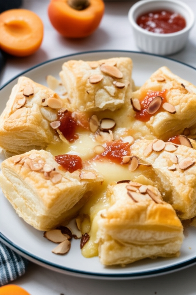 Baked Brie In Puff Pastry With Apricot Or Raspberry Preserves image