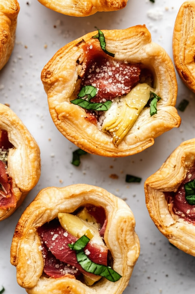 Baked Brie Pastries With Artichoke And Prosciutto image