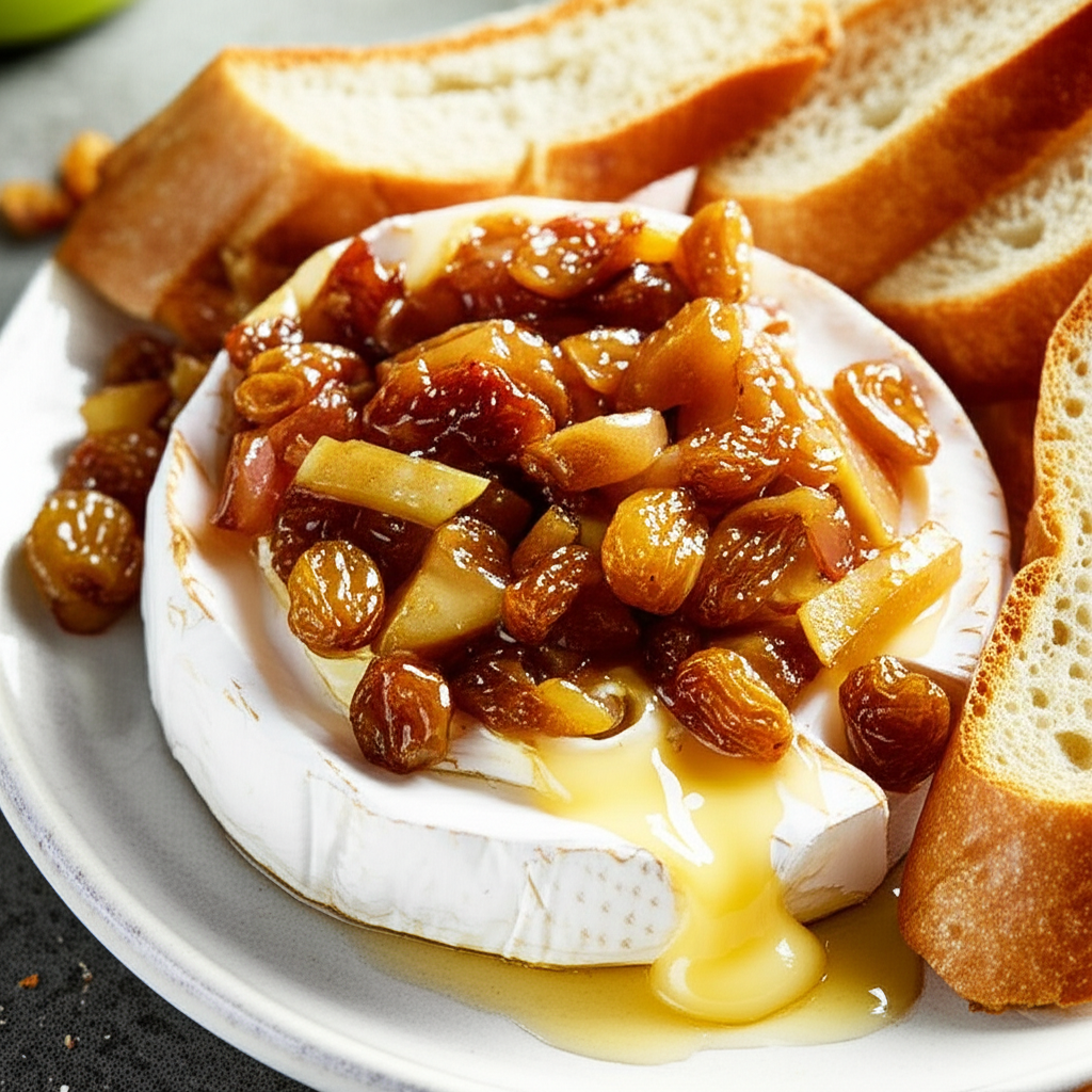 Baked Brie With Golden Raisin Compote image