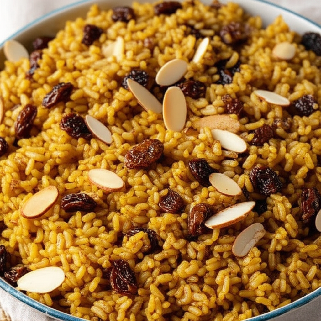 Baked Brown Rice With Curry Raisins And Cinnamon image