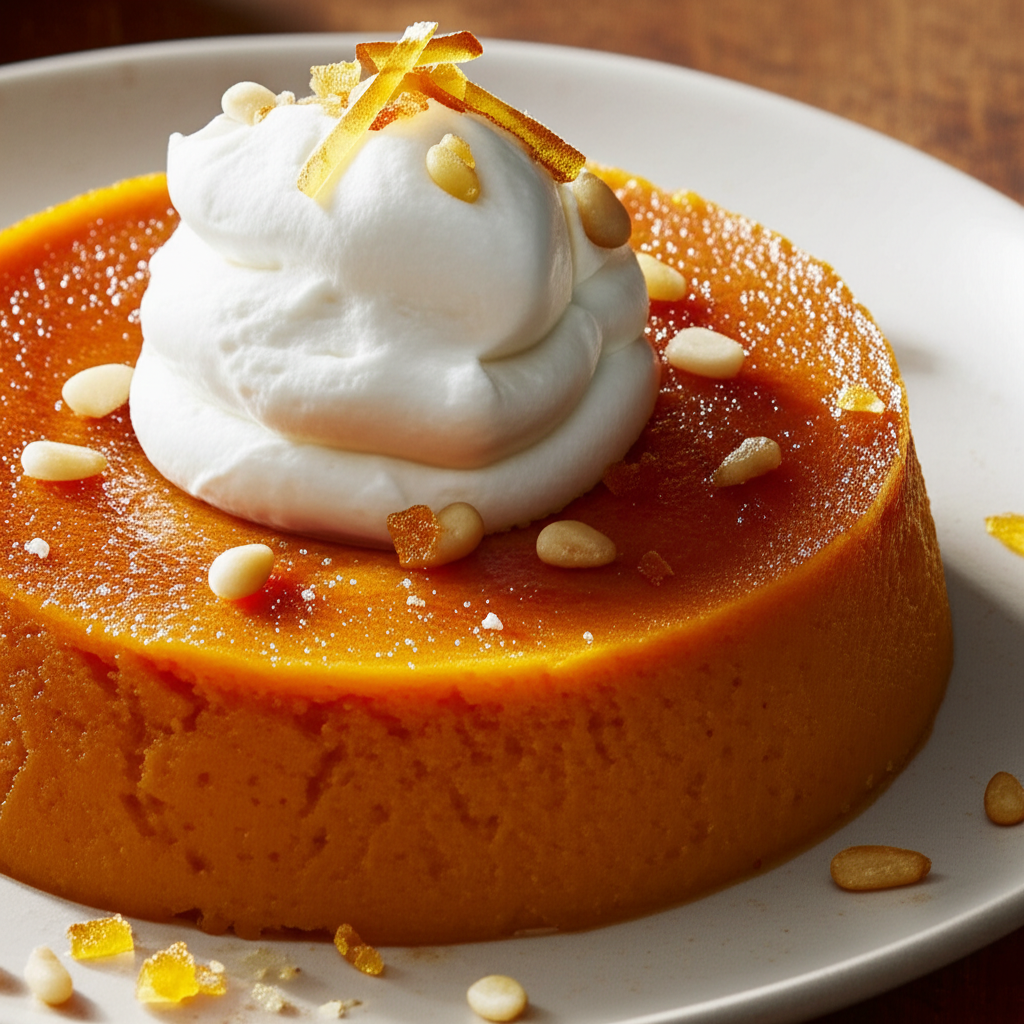 Baked Butternut Squash Pudding Topped With Ginger Whipped Cream image