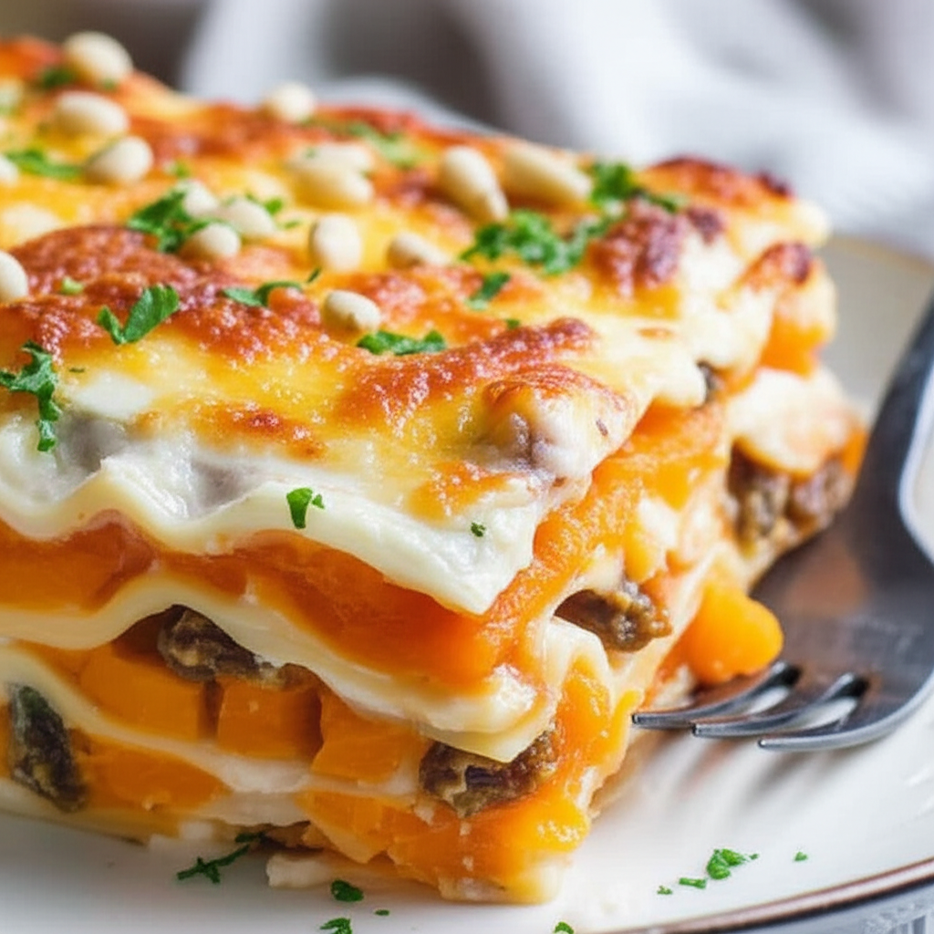 Baked Butternut Squash Raisin And Pine Nut Lasagna image