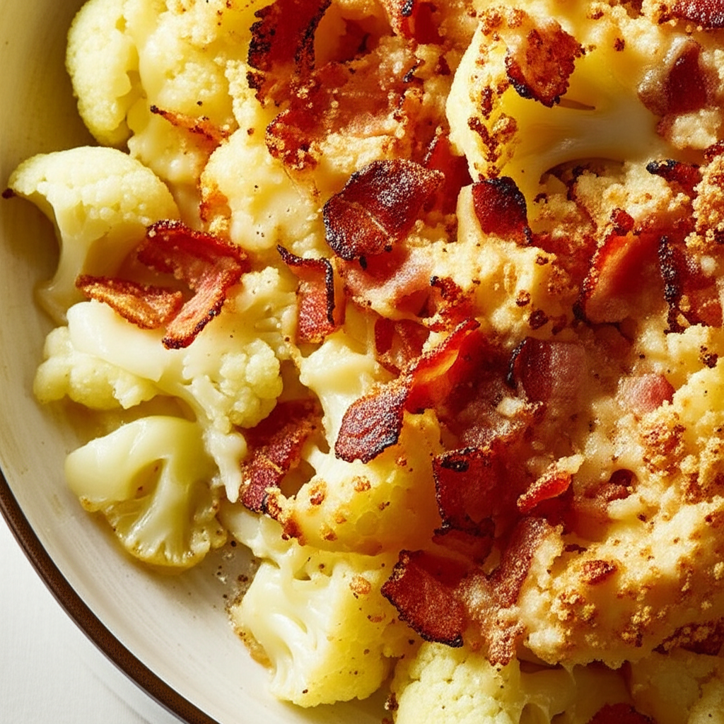 Baked Cauliflower Cheese With Bacon image