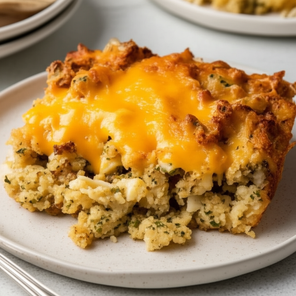 Baked Cheese And Stuffing Casserole image