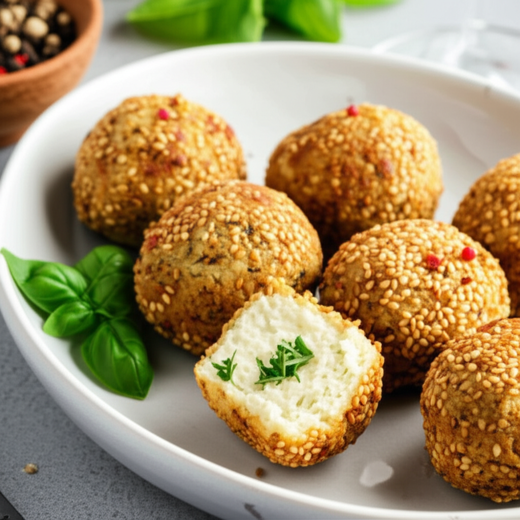 Baked Cheese Balls With Herbs And Sesame Seeds image