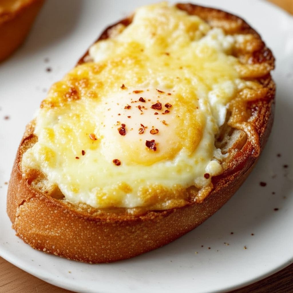 Baked Cheese On Toast With Wine image
