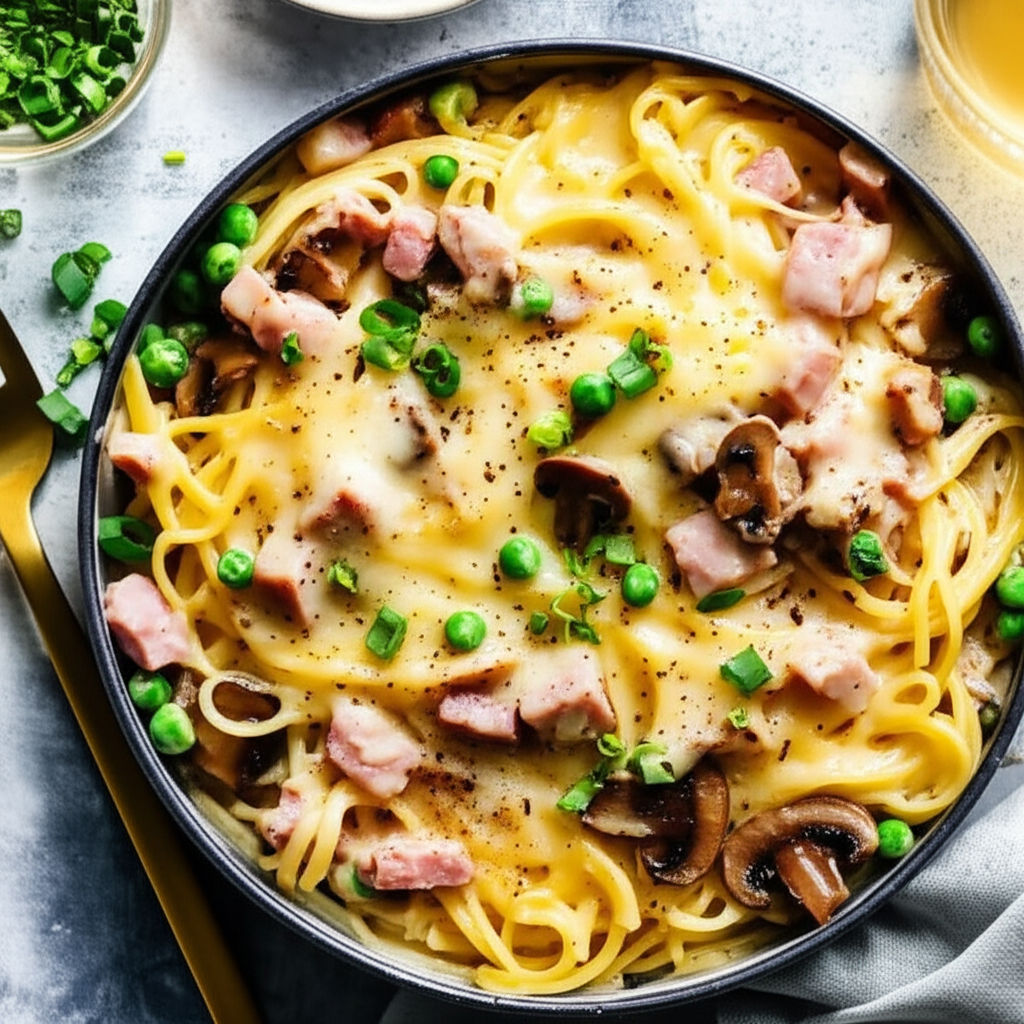 Baked Cheesy Ham And Spaghetti Casserole image