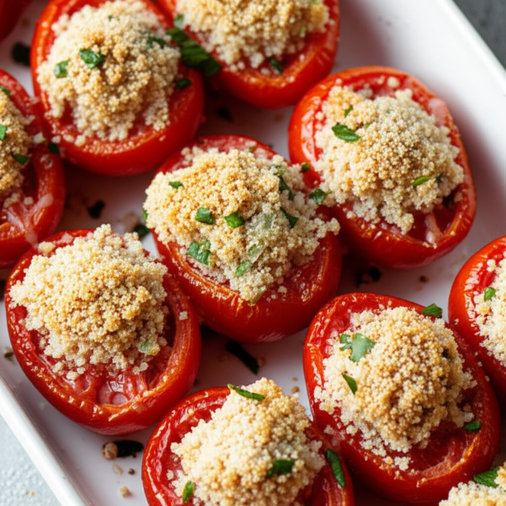 Baked Cherry Tomatoes With Parmesan Topping image