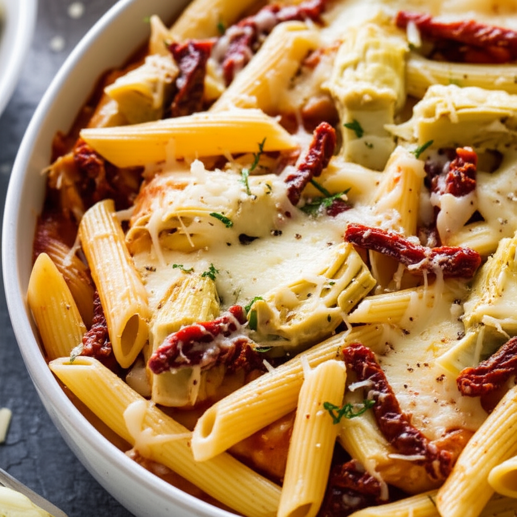 Baked Chicken And Artichoke Penne With Sundried Tomatoes image
