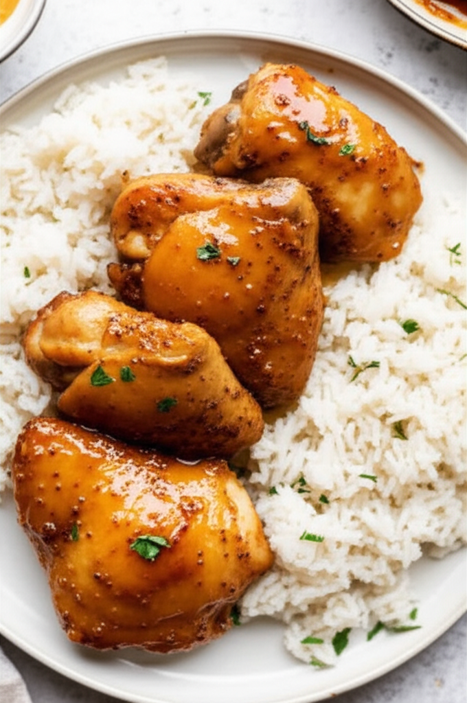 Baked Chicken And Rice With Honey Mustard Sauce image