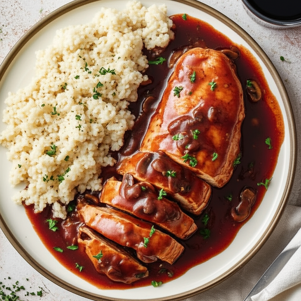 Baked Chicken Breasts In Red Wine Easy image