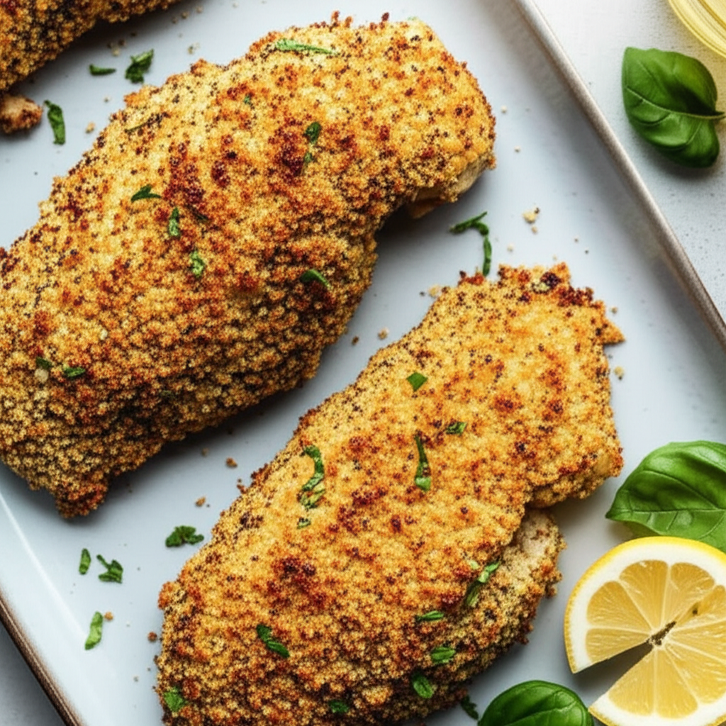 Baked Chicken Breasts With Parmesan Garlic Crust image