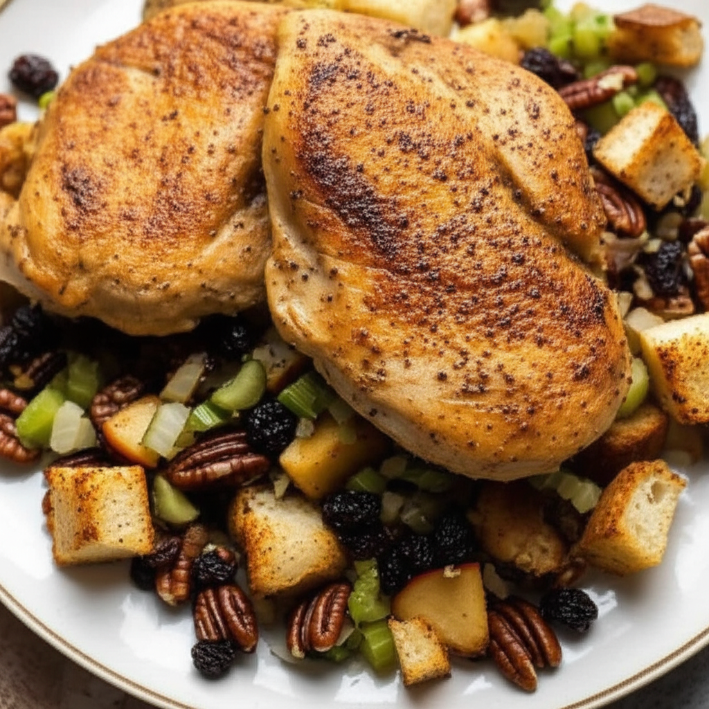 Baked Chicken On Pecan Stuffing image