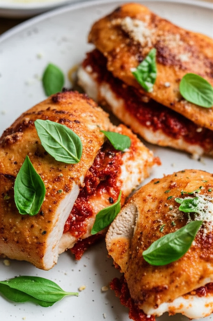Baked Chicken Stuffed With Sun Dried Tomato Pesto Goat Cheese image