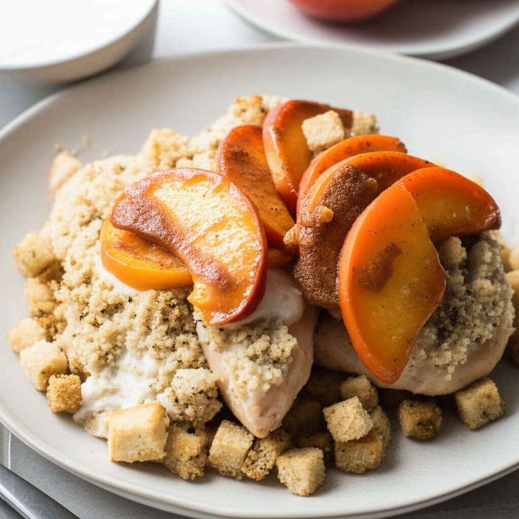 Baked Chicken With Yogurt Crust Peaches image