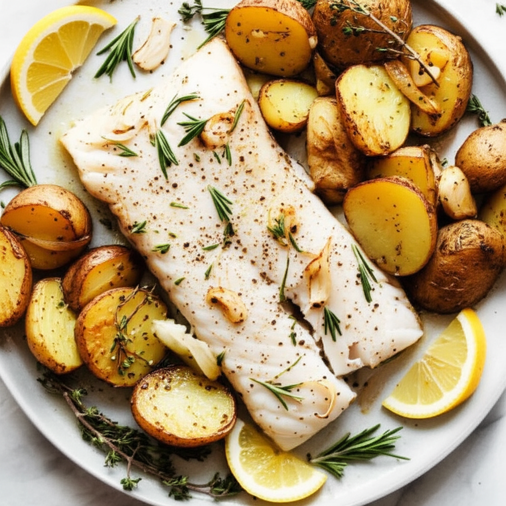 Baked Cod With Greek Potatoes image