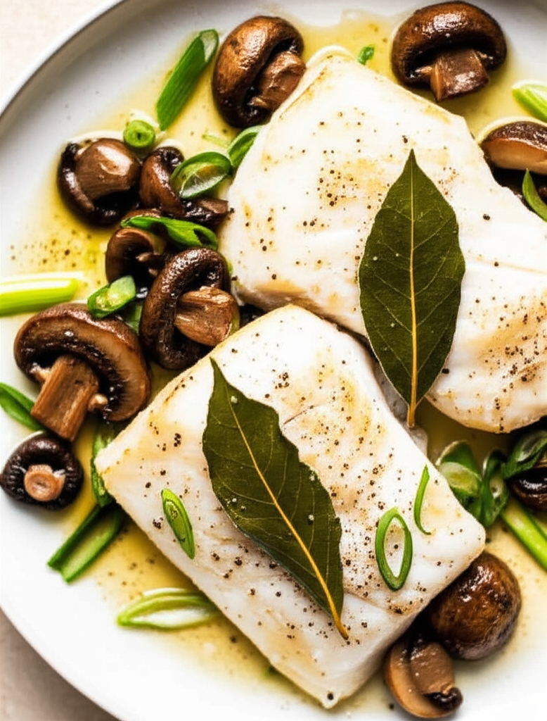 Baked Cod With Mushrooms And Scallions image