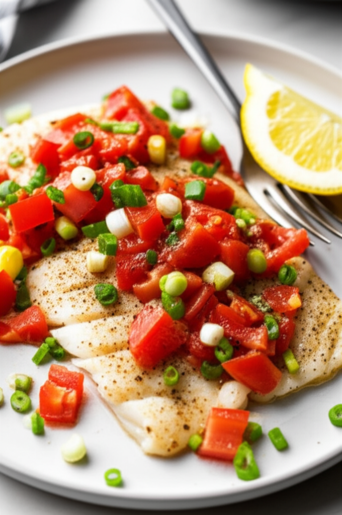 Baked Cod With Tomato And Green Onion image