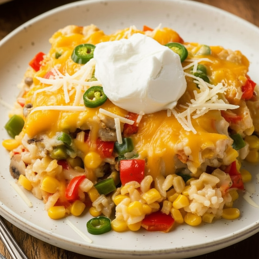 Baked Corn And Rice Casserole image