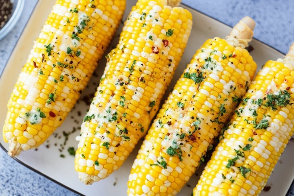 Baked Corn On The Cob With Garlic Herb Butter image