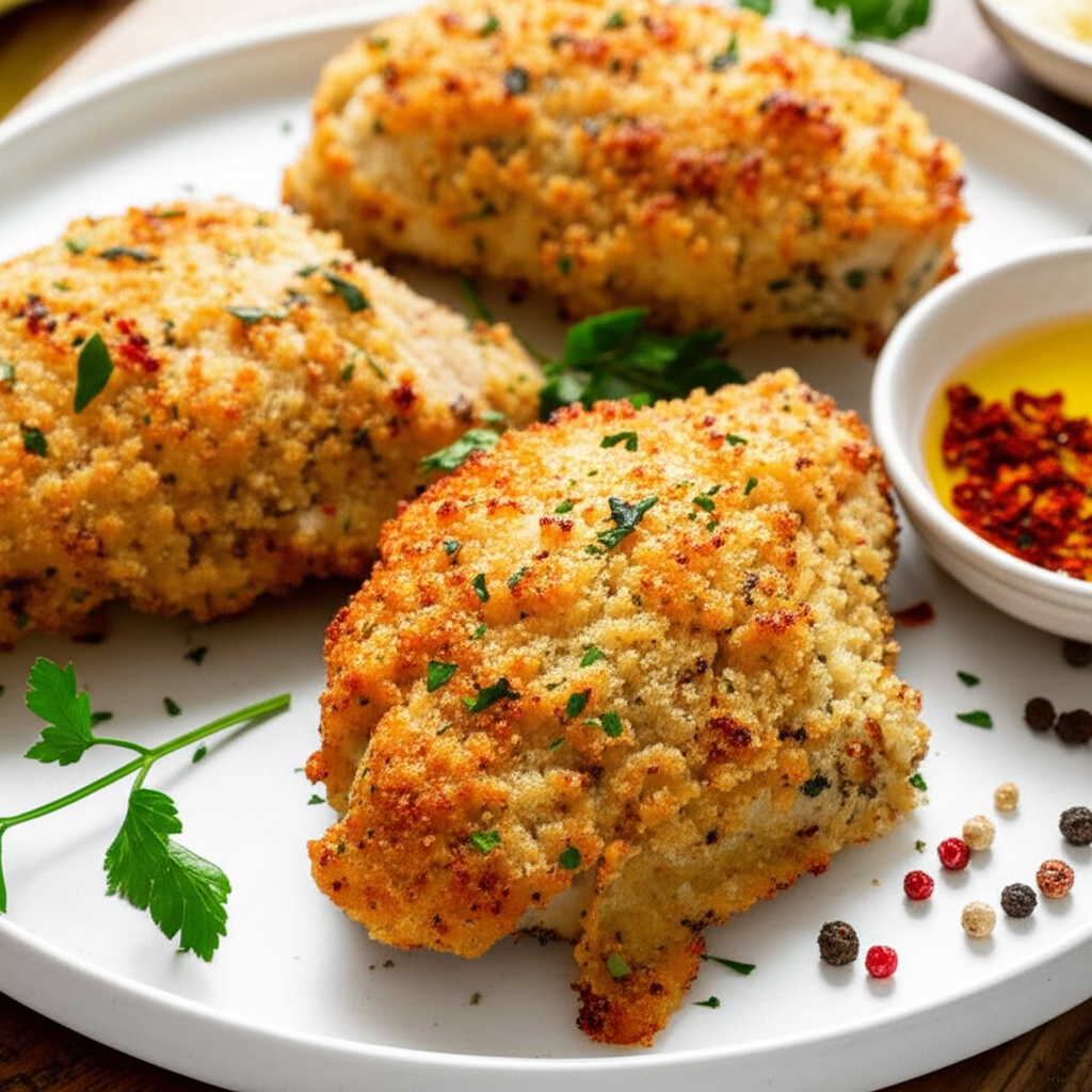 Baked Crisp Parmesan Romano Chicken image