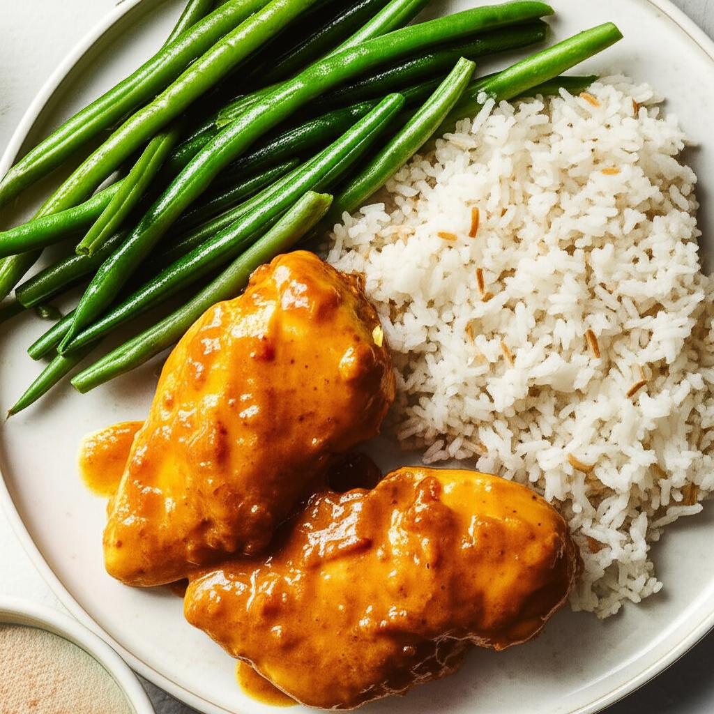 Baked Curry Chicken With A Side Of Coconut Rice image