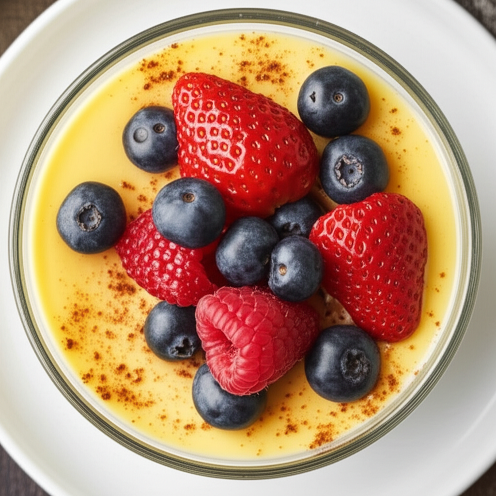 Baked Custard With Berries image