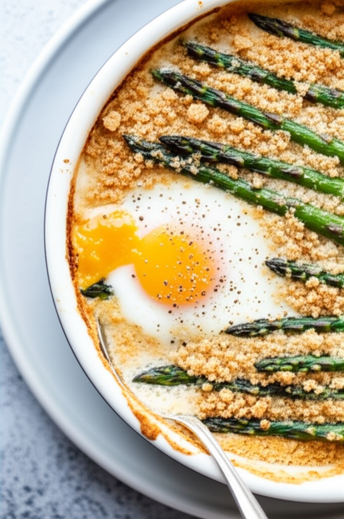 Baked Egg And Asparagus Gratins image