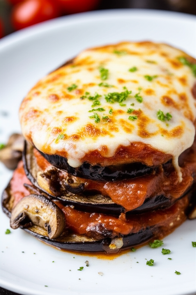 Baked Eggplant With Mushroom And Tomato Sauce image