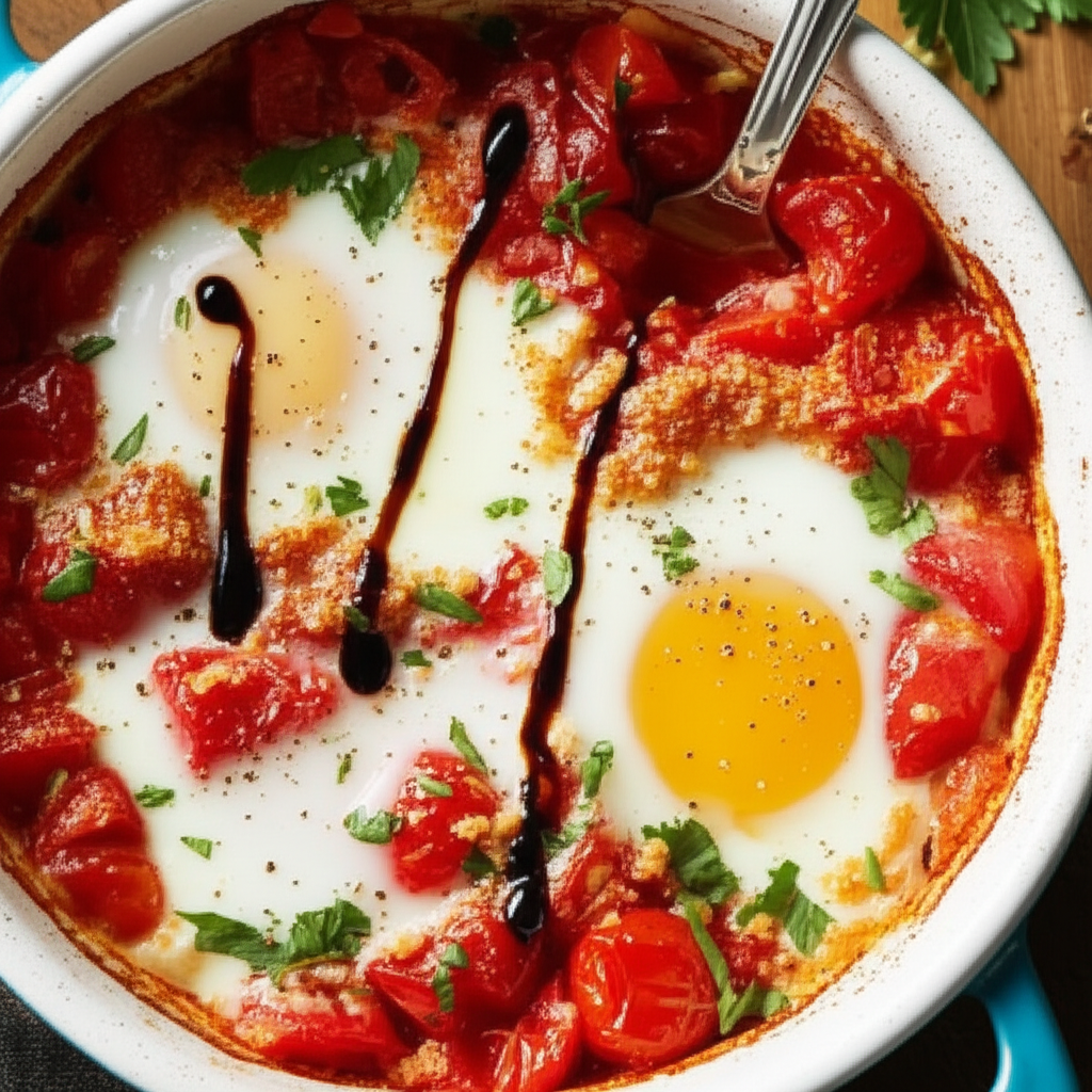 Baked Eggs En Cocotte Italian Style image
