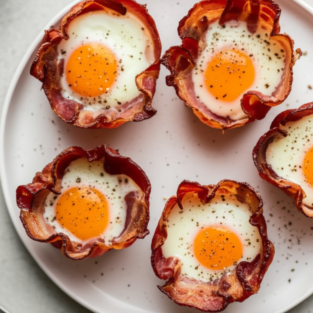 Baked Eggs In Bacon Wraps image
