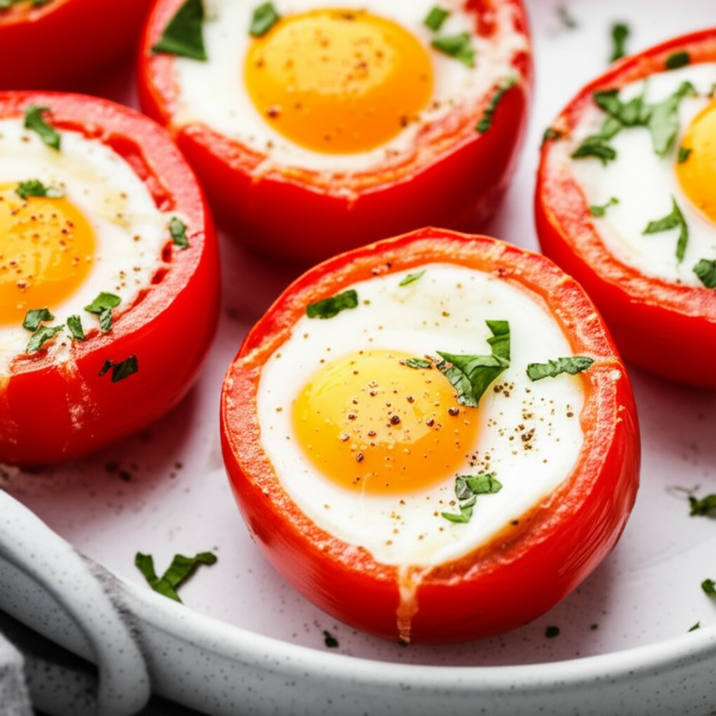 Baked Eggs In Tomato Cups image